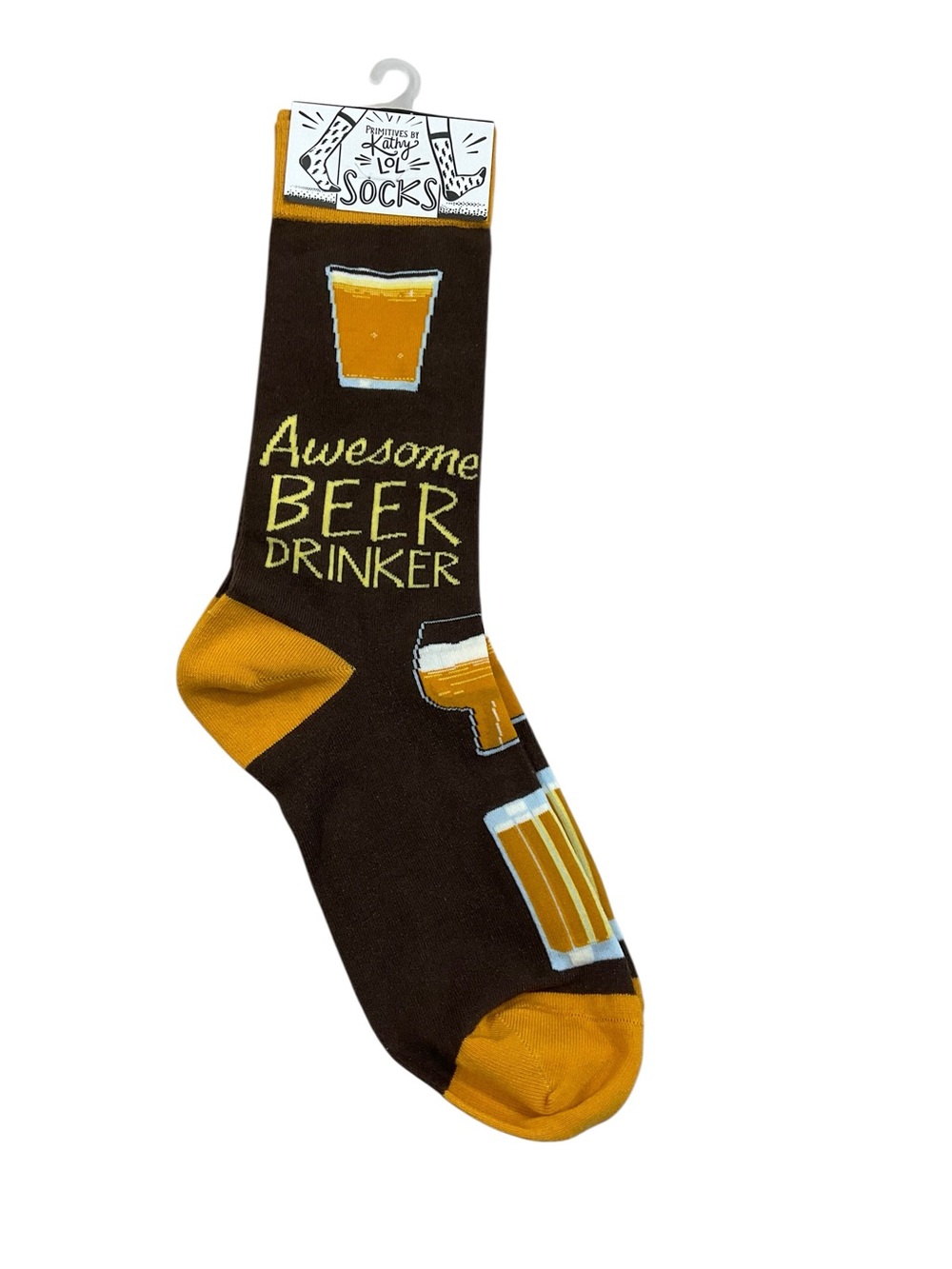 Primitives by Kathy Awesome Beer Drinker Novelty Crew Socks One Size NWT